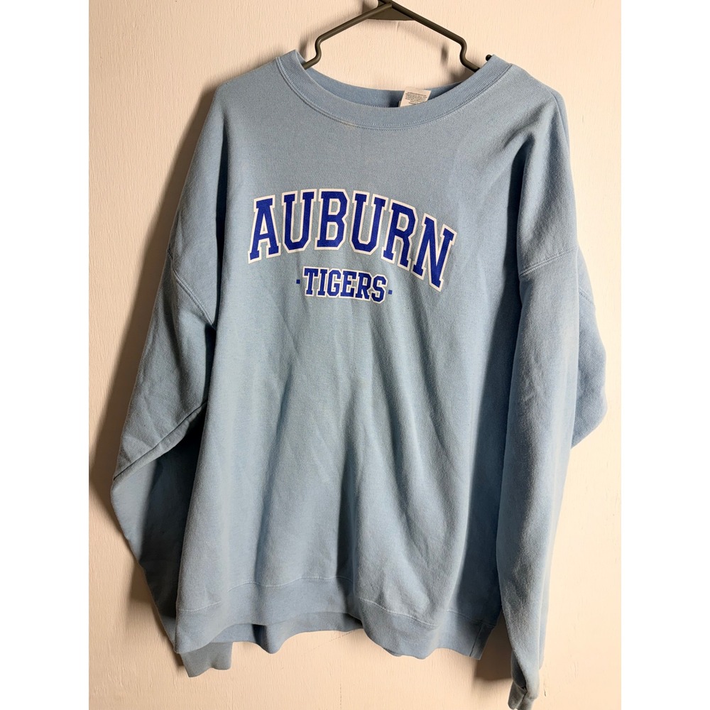 Auburn Tigers Sweatshirt Hanes EcoSmart XL Light Blue Crewneck NCAA Pullover